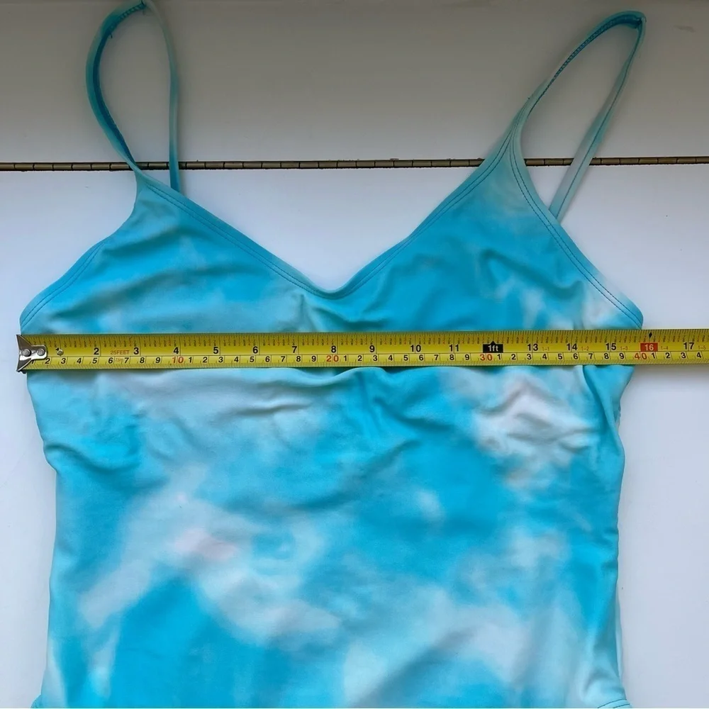 Anne Klein One Piece Swimsuit Sarong Set Sky Blue Tie Dye Aqua Turquoise 14